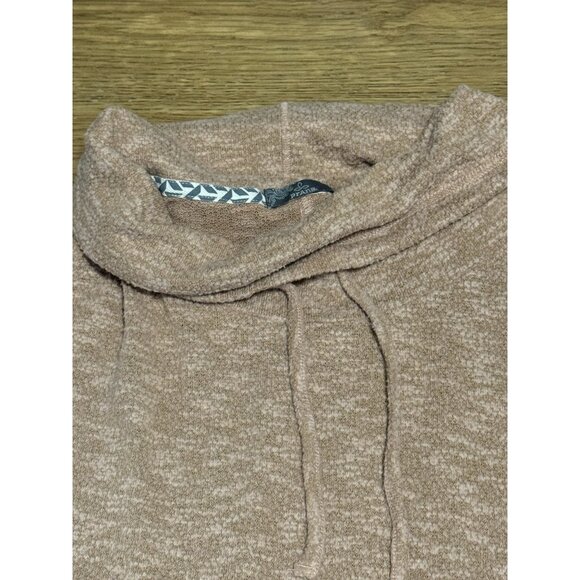 prAna Sweater Women Size Small Drawstring Long Sleeve Cowl Neck Coral Brown Soft - Picture 4 of 11